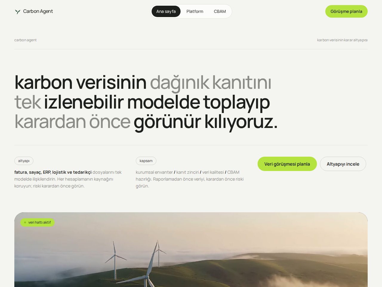 Carbon Agent internet sitesinin gerçek ekran görüntüsü