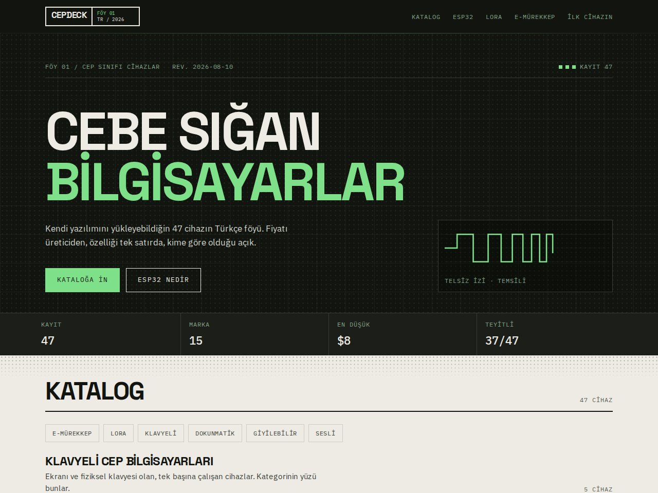 CEPDECK internet sitesinin gerçek ekran görüntüsü